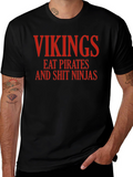 Vikings Eat Pirates Funny Graphic T-Shirt