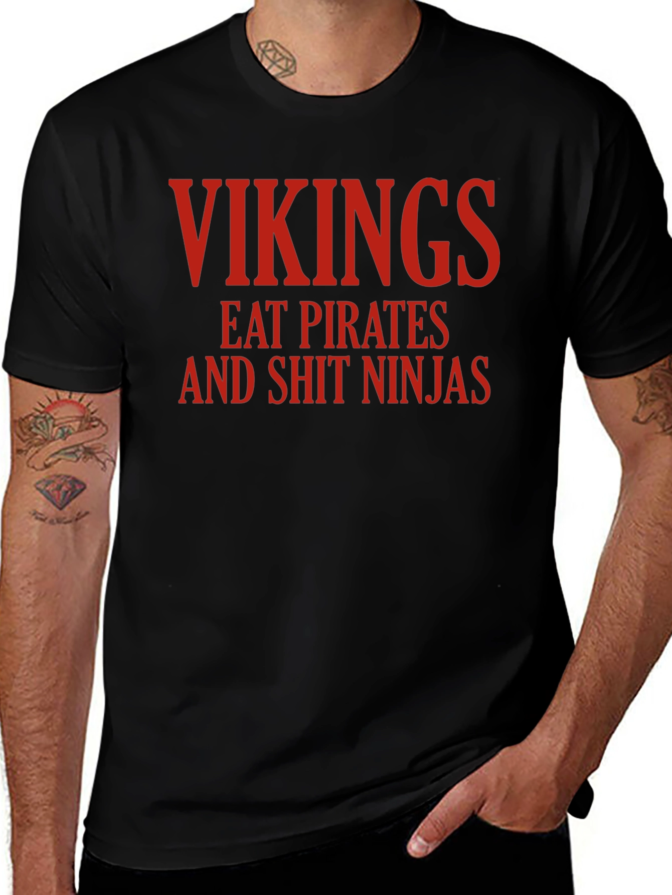 Vikings Eat Pirates Funny Graphic T-Shirt