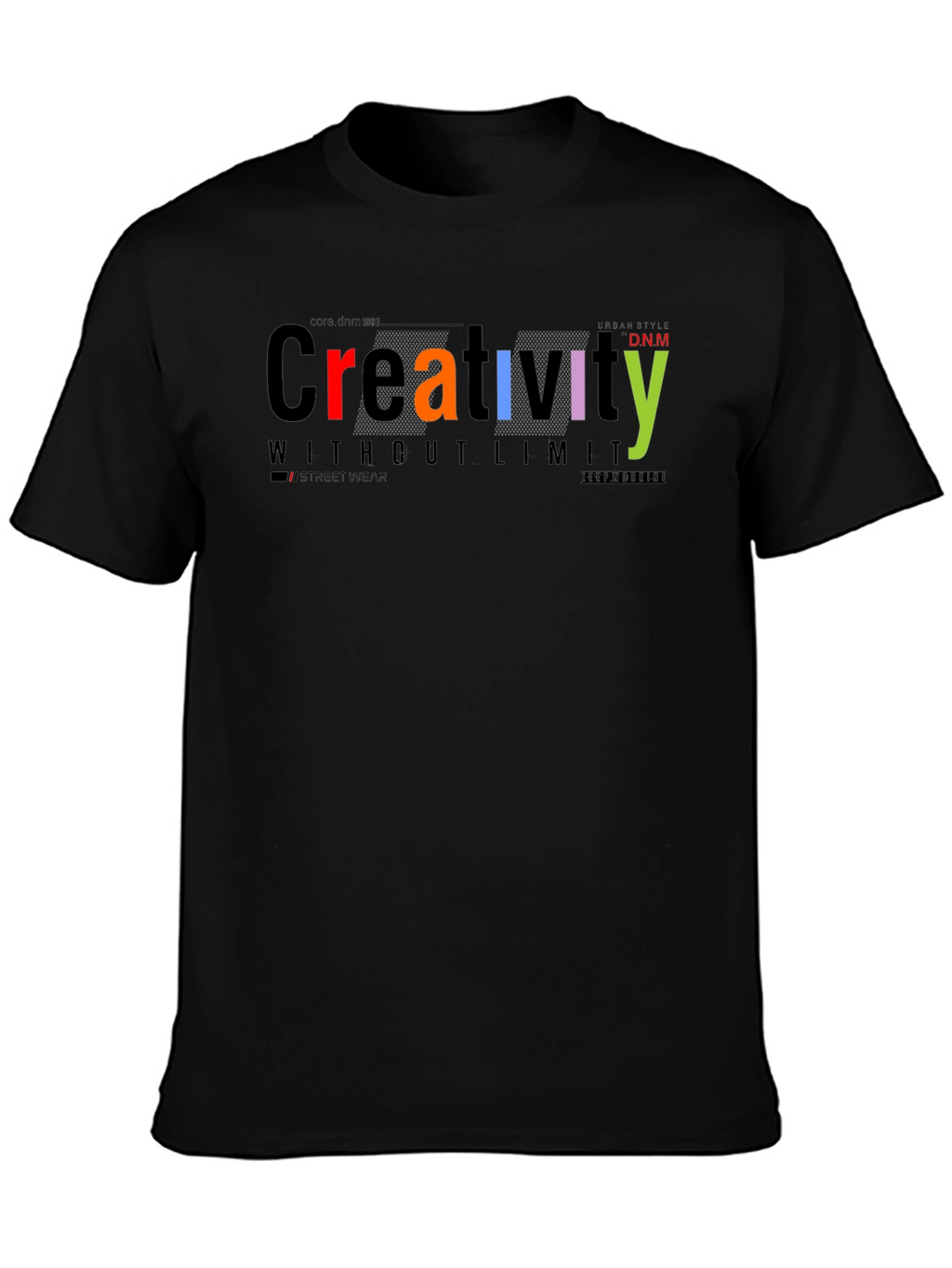 Mens Creativity Graphic Print Black T-Shirt