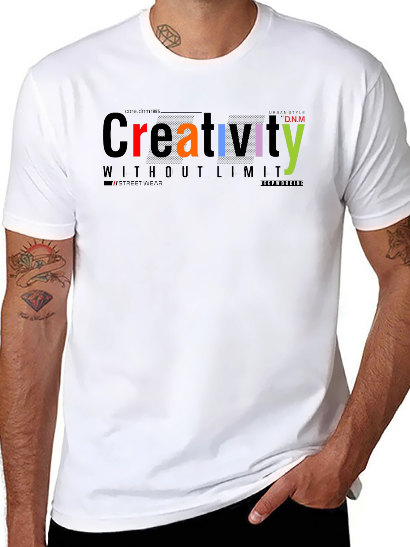 Mens Creativity Graphic Print Black T-Shirt