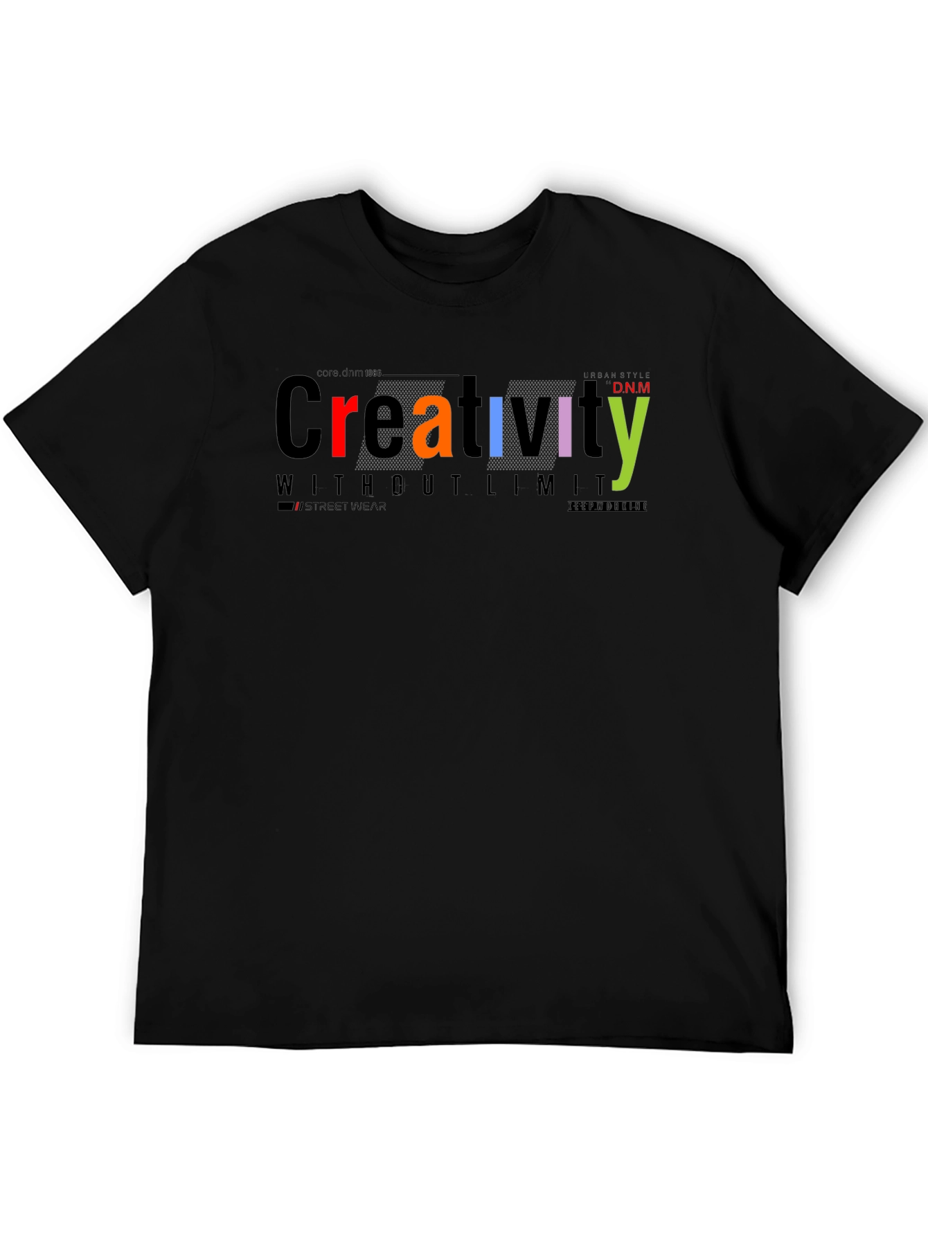 Mens Creativity Graphic Print Black T-Shirt