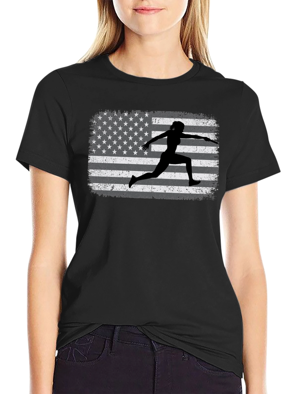 American Flag Fencing Silhouette T-Shirt