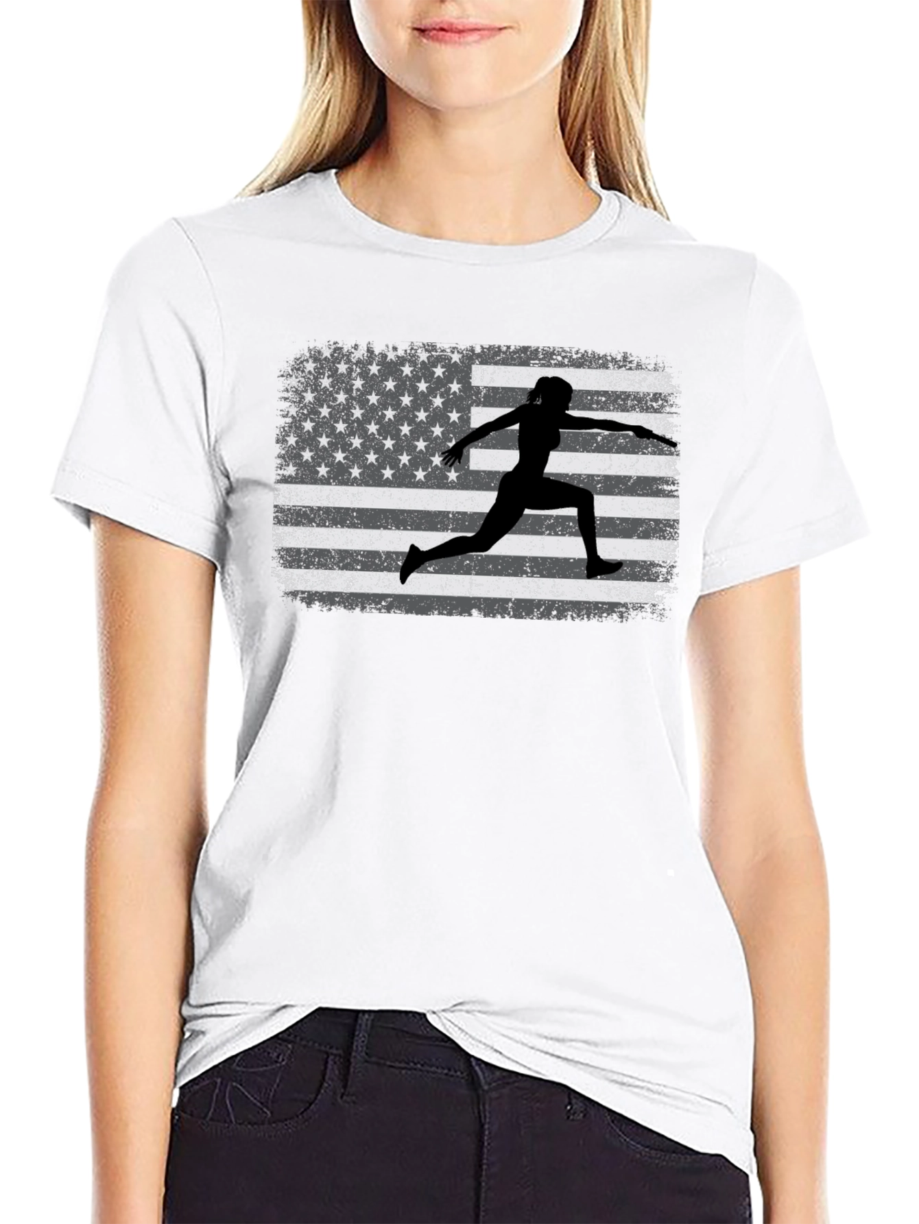 American Flag Fencing Silhouette T-Shirt