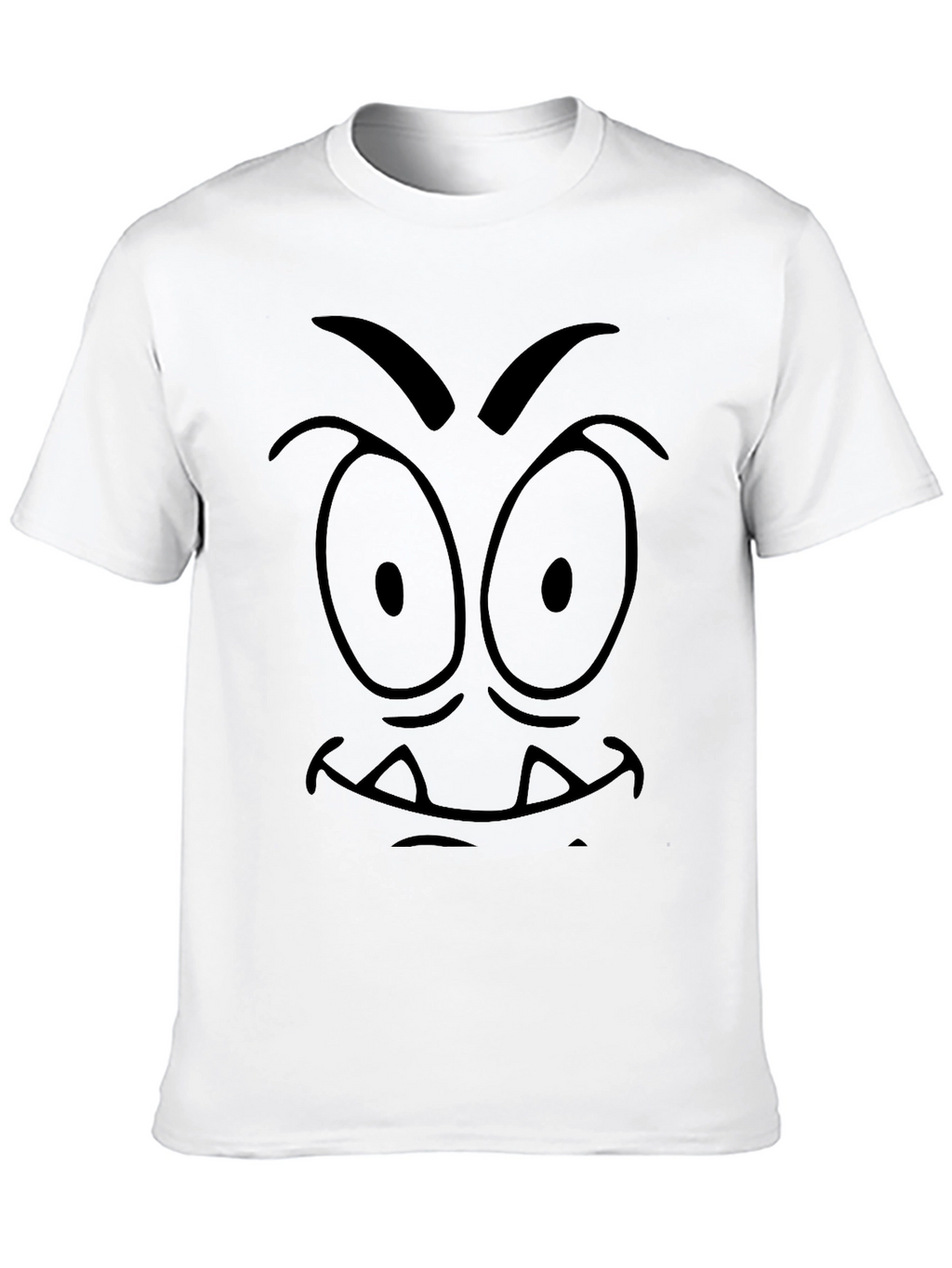 Mens Black Cartoon Face Graphic Tee