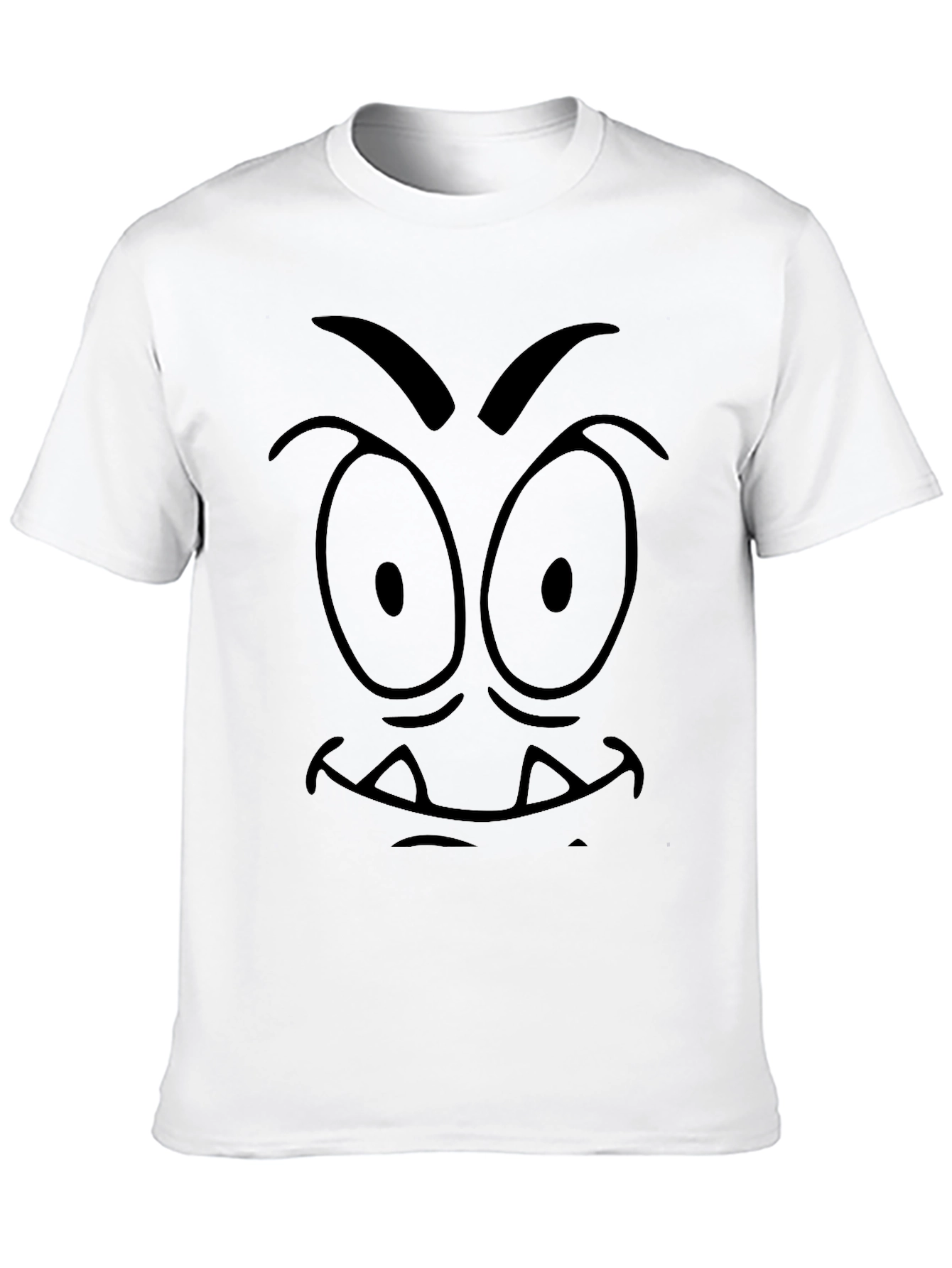 Mens Black Cartoon Face Graphic Tee
