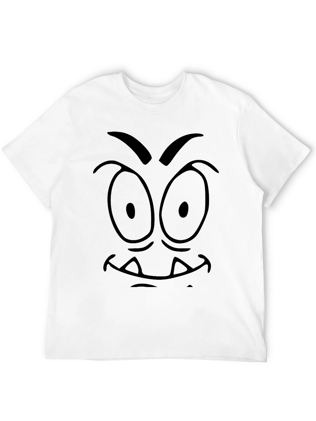 Mens Black Cartoon Face Graphic Tee