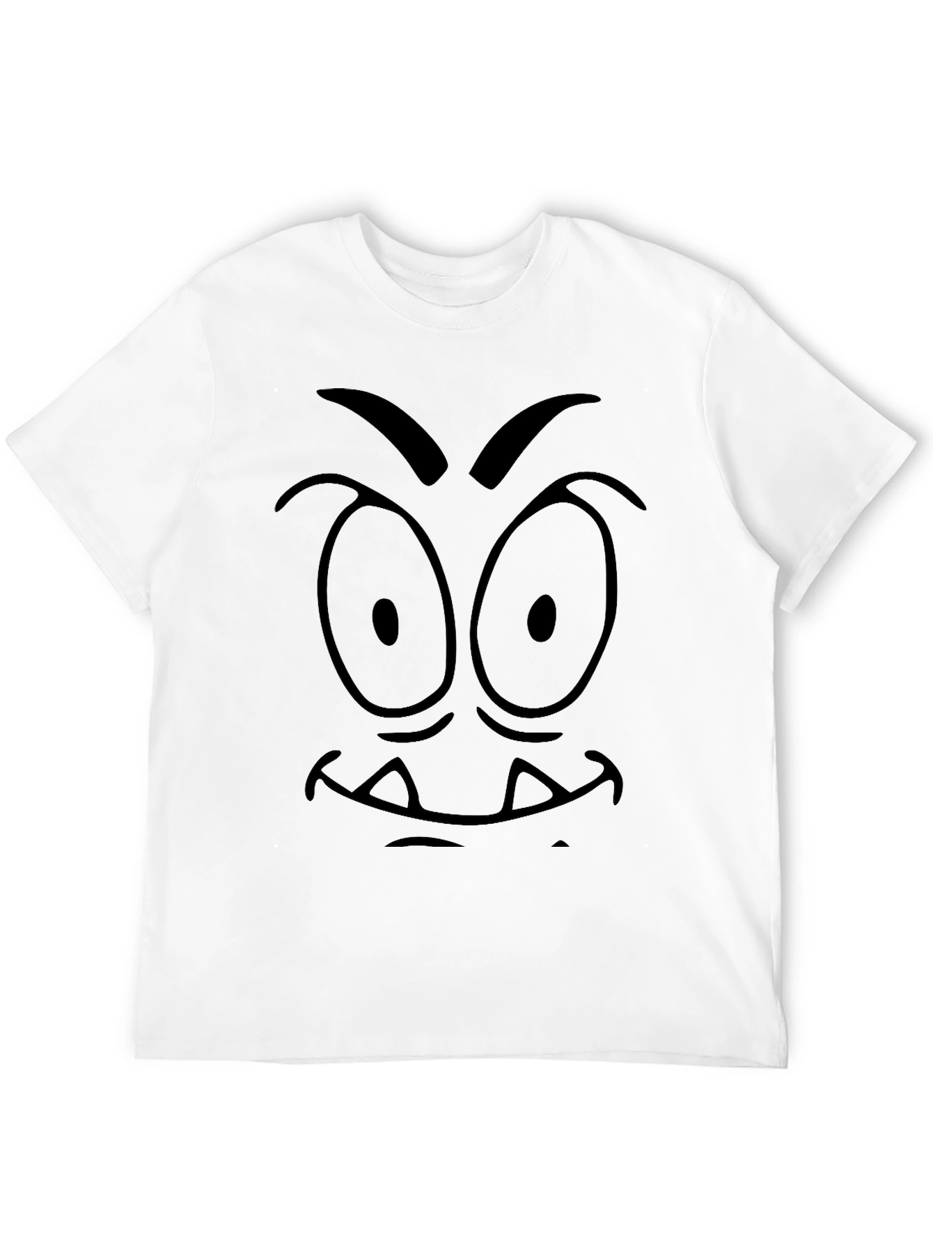 Mens Black Cartoon Face Graphic Tee
