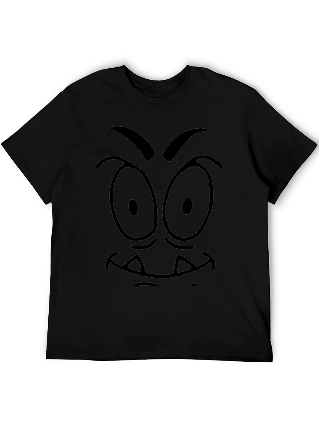 Mens Black Cartoon Face Graphic Tee