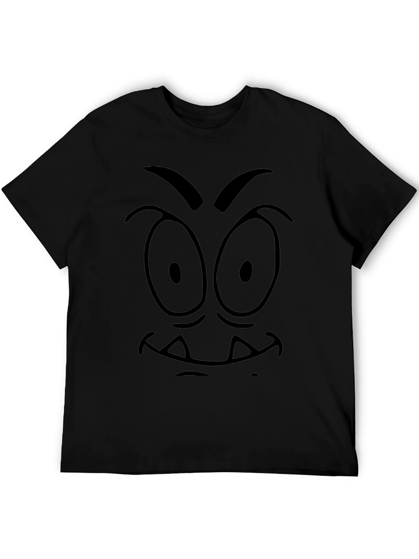 Mens Black Cartoon Face Graphic Tee