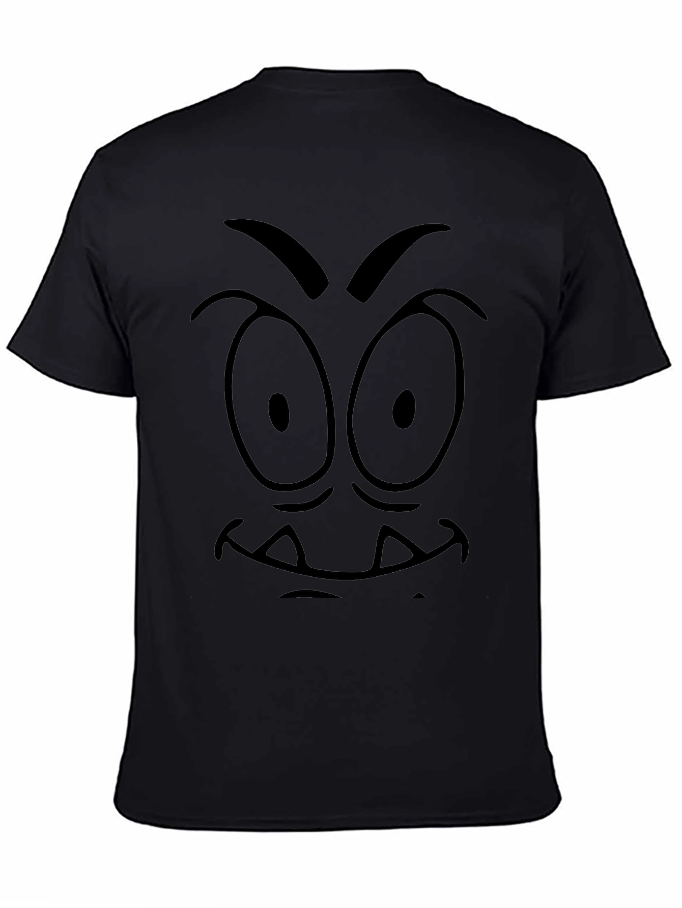 Mens Black Cartoon Face Graphic Tee