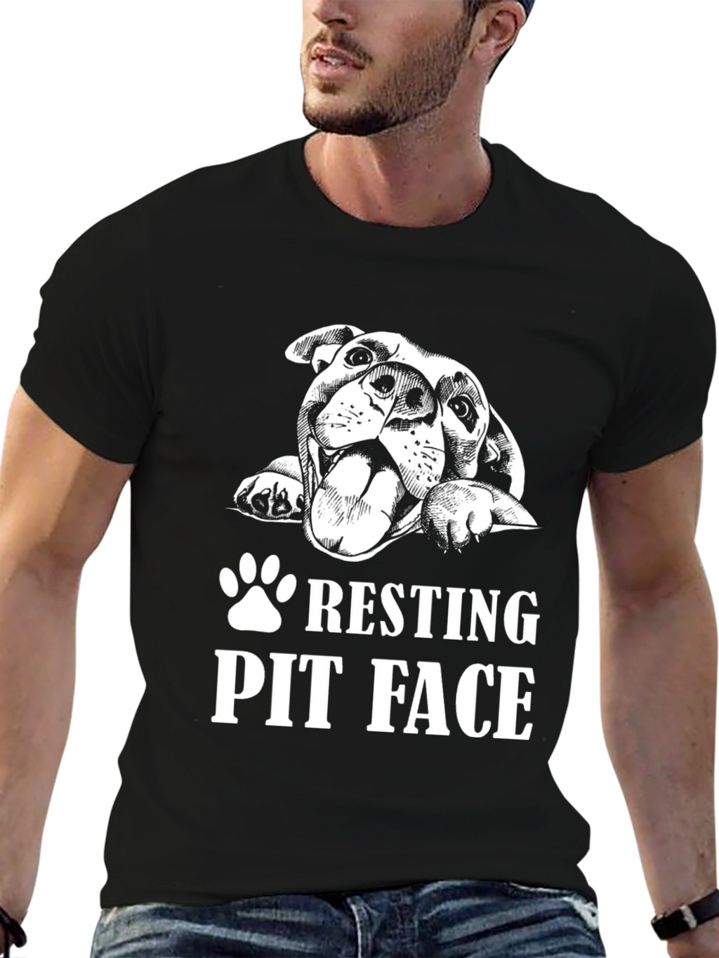 Resting Pit Face Graphic Tee - Black