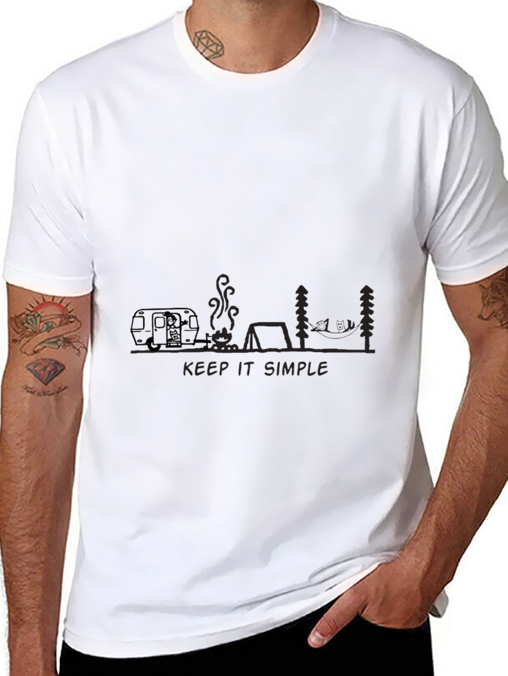 Keep It Simple Camping Graphic Tee - Black