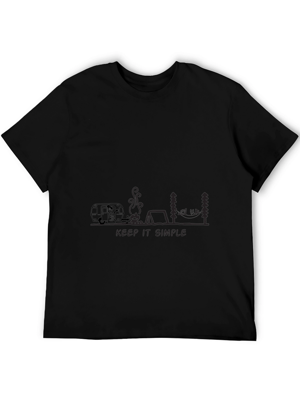 Keep It Simple Camping Graphic Tee - Black