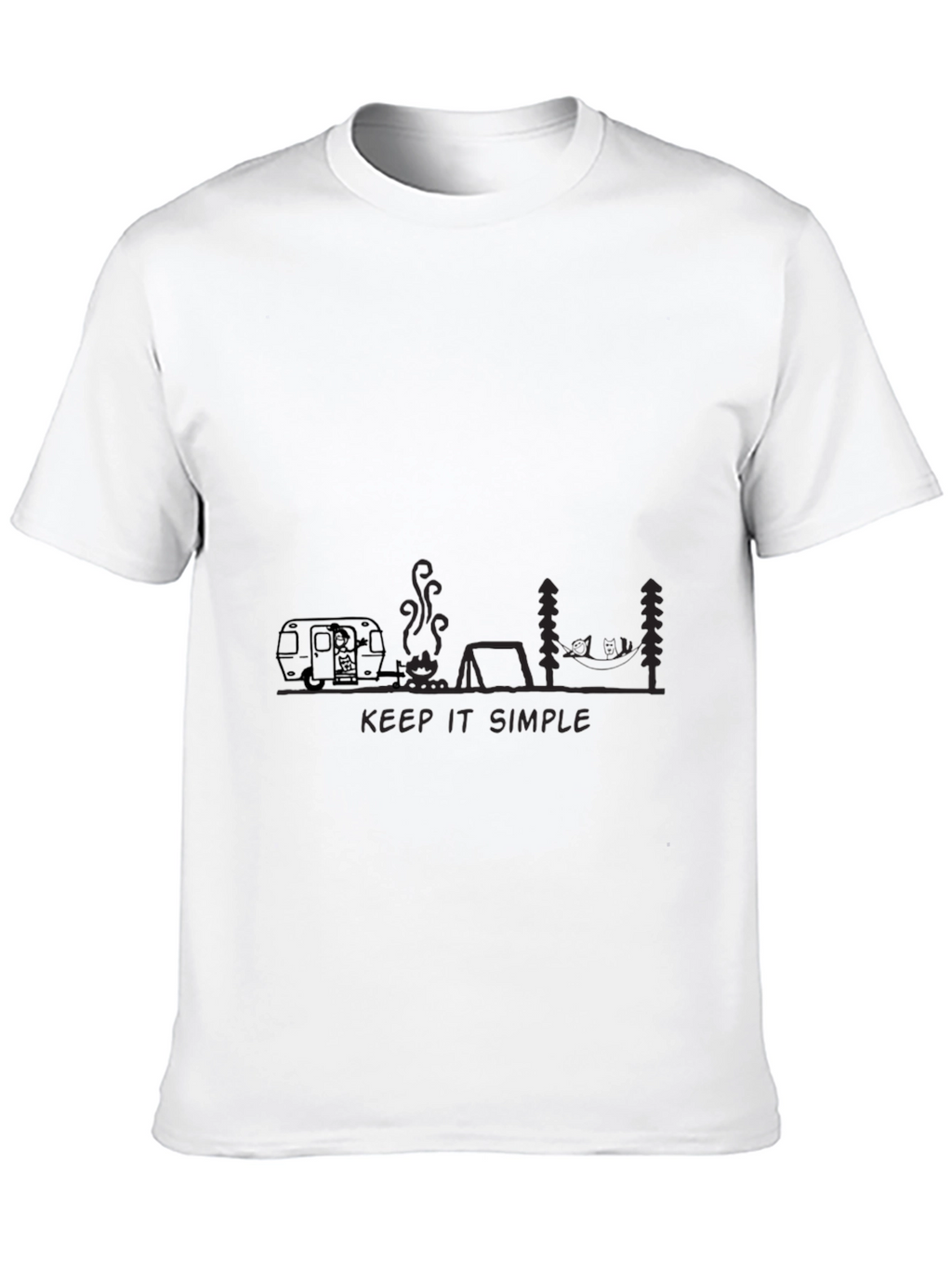 Keep It Simple Camping Graphic Tee - Black