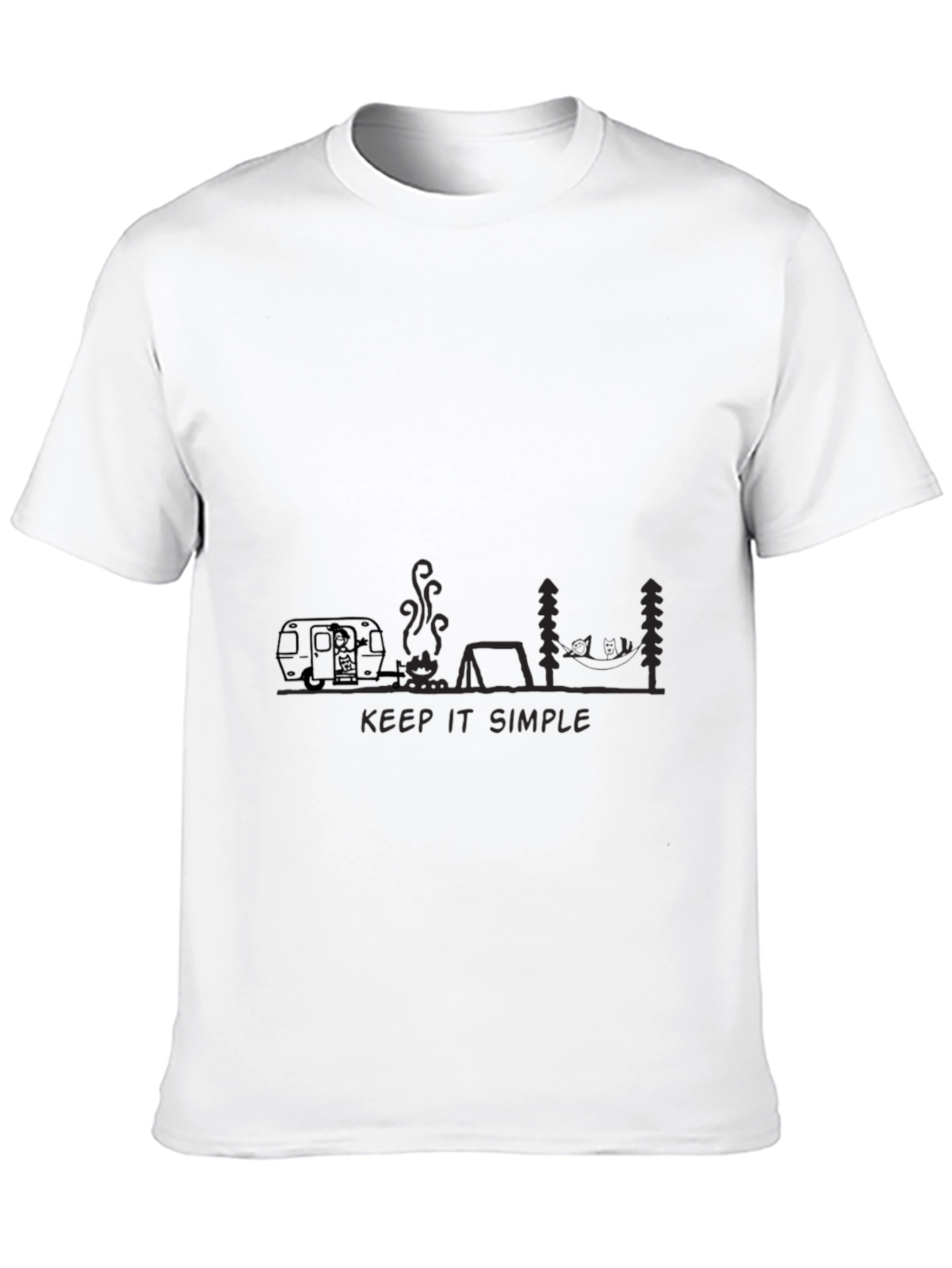Keep It Simple Camping Graphic Tee - Black