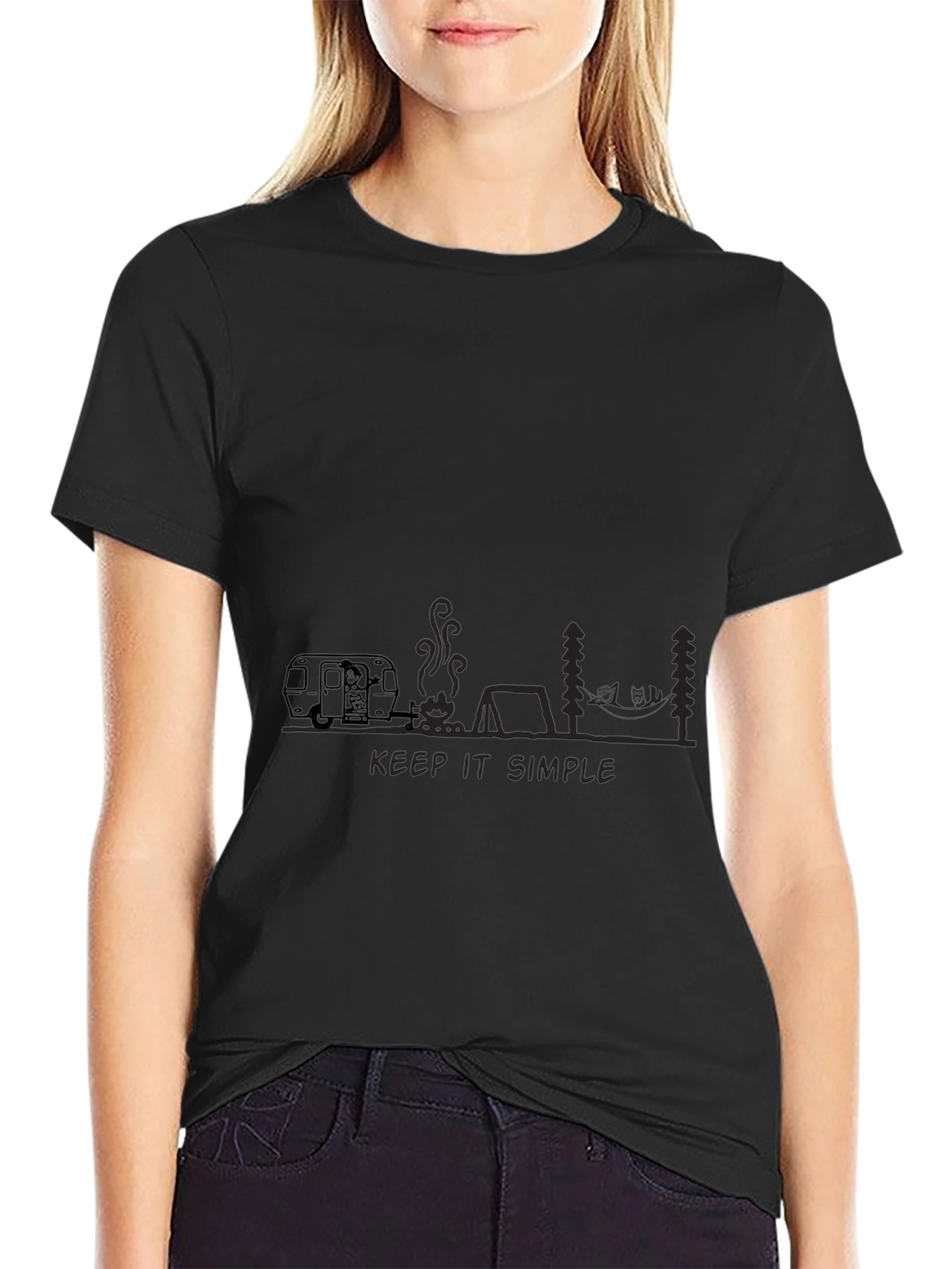 Keep It Simple Camping Graphic Tee - Black