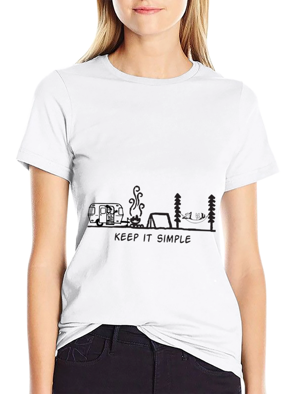 Keep It Simple Camping Graphic Tee - Black