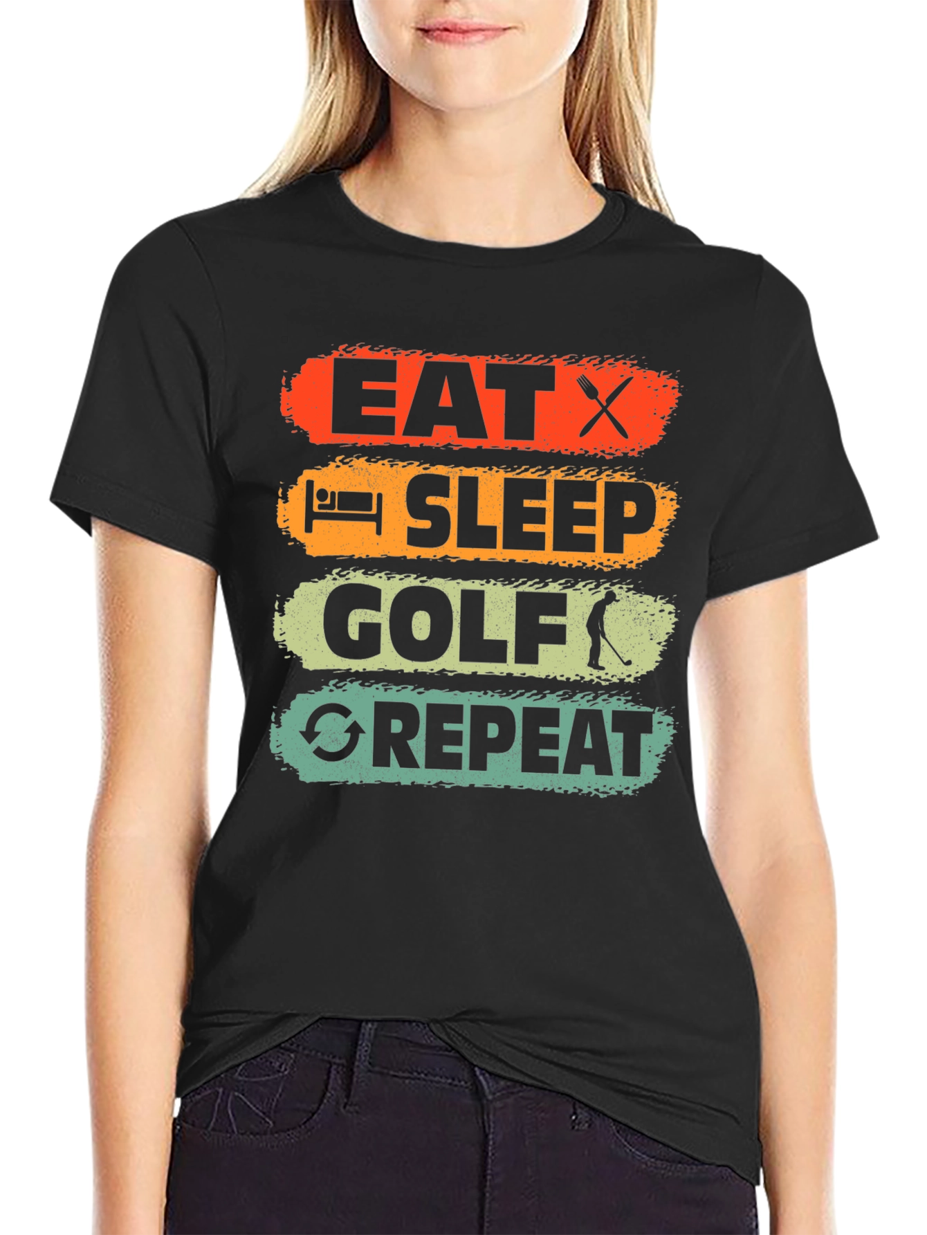 Eat Sleep Golf Repeat Mens Graphic Tee