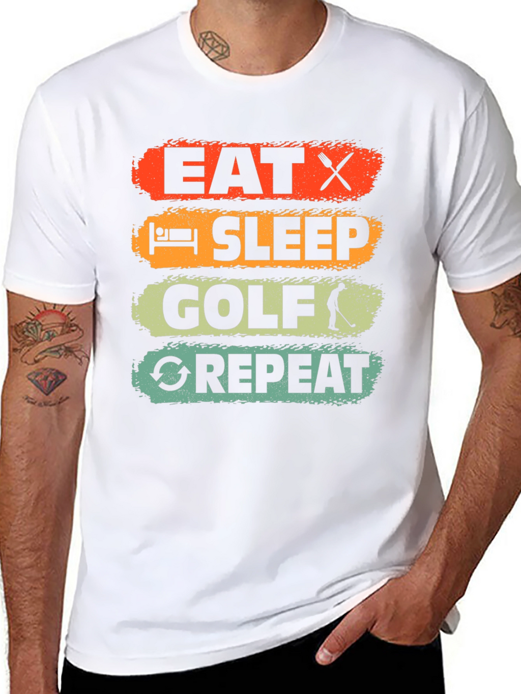 Eat Sleep Golf Repeat Mens Graphic Tee