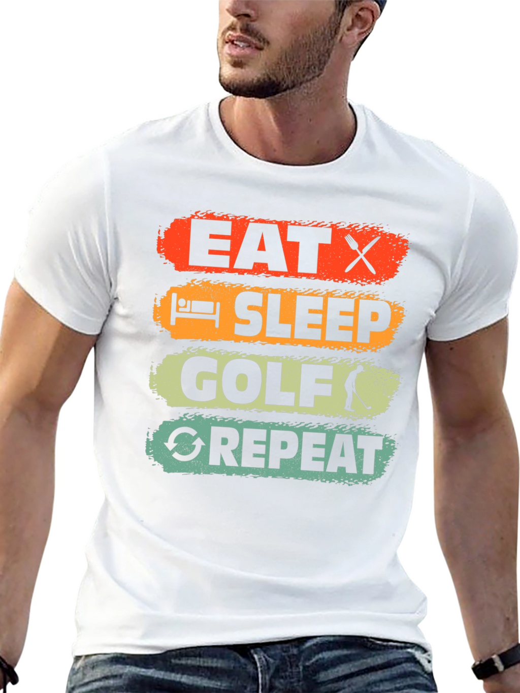 Eat Sleep Golf Repeat Mens Graphic Tee