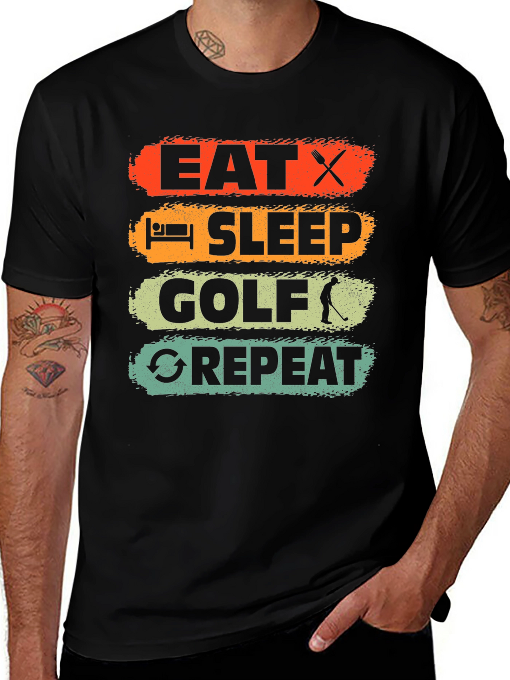 Eat Sleep Golf Repeat Mens Graphic Tee