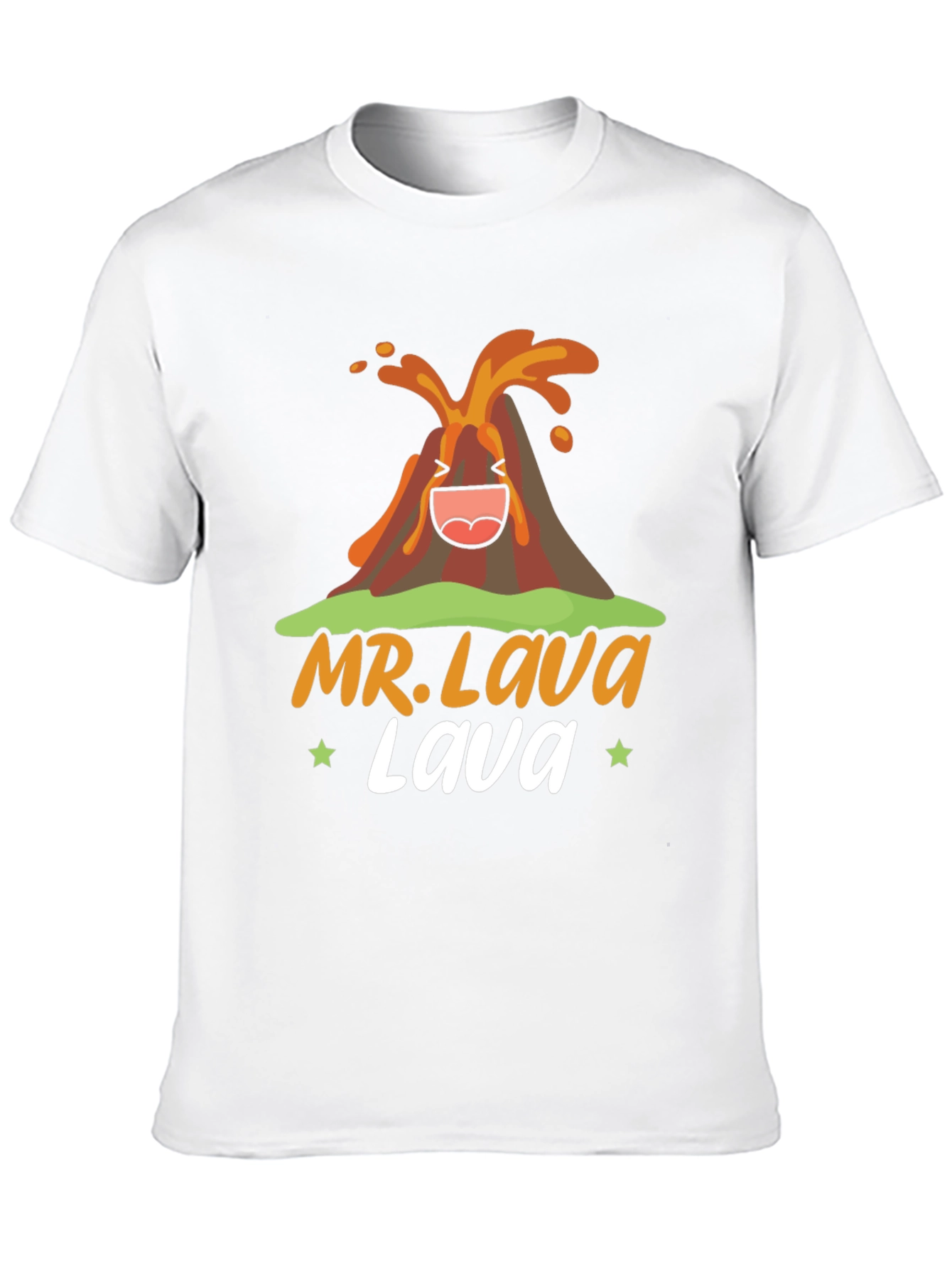 Mr. Lava Volcano Cartoon Graphic Print Black Tee