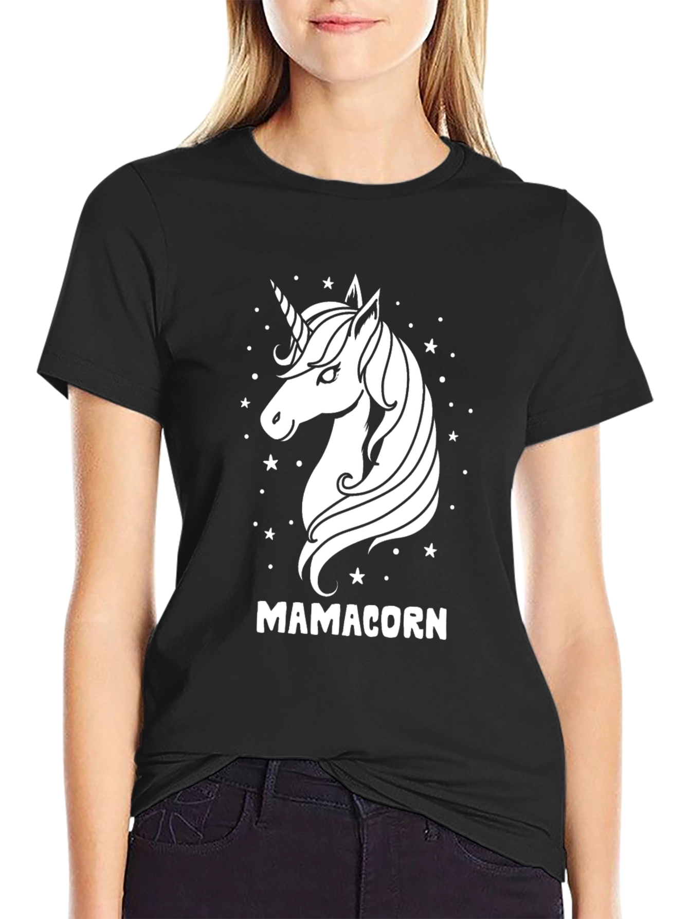 Mamacorn Unicorn Graphic Tee - Black Cotton Shirt