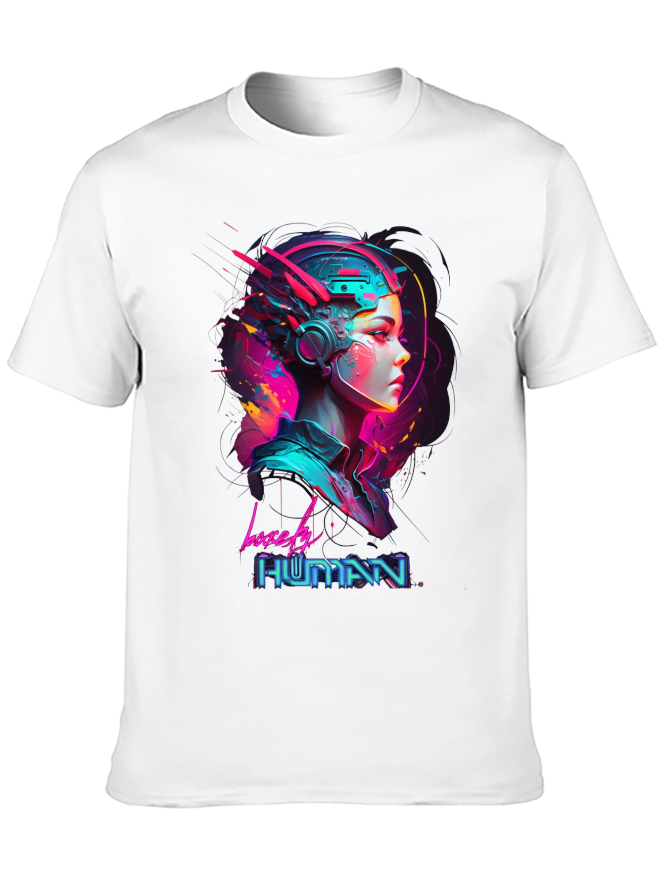 Lovely Human Cyberpunk Style Black T-Shirt