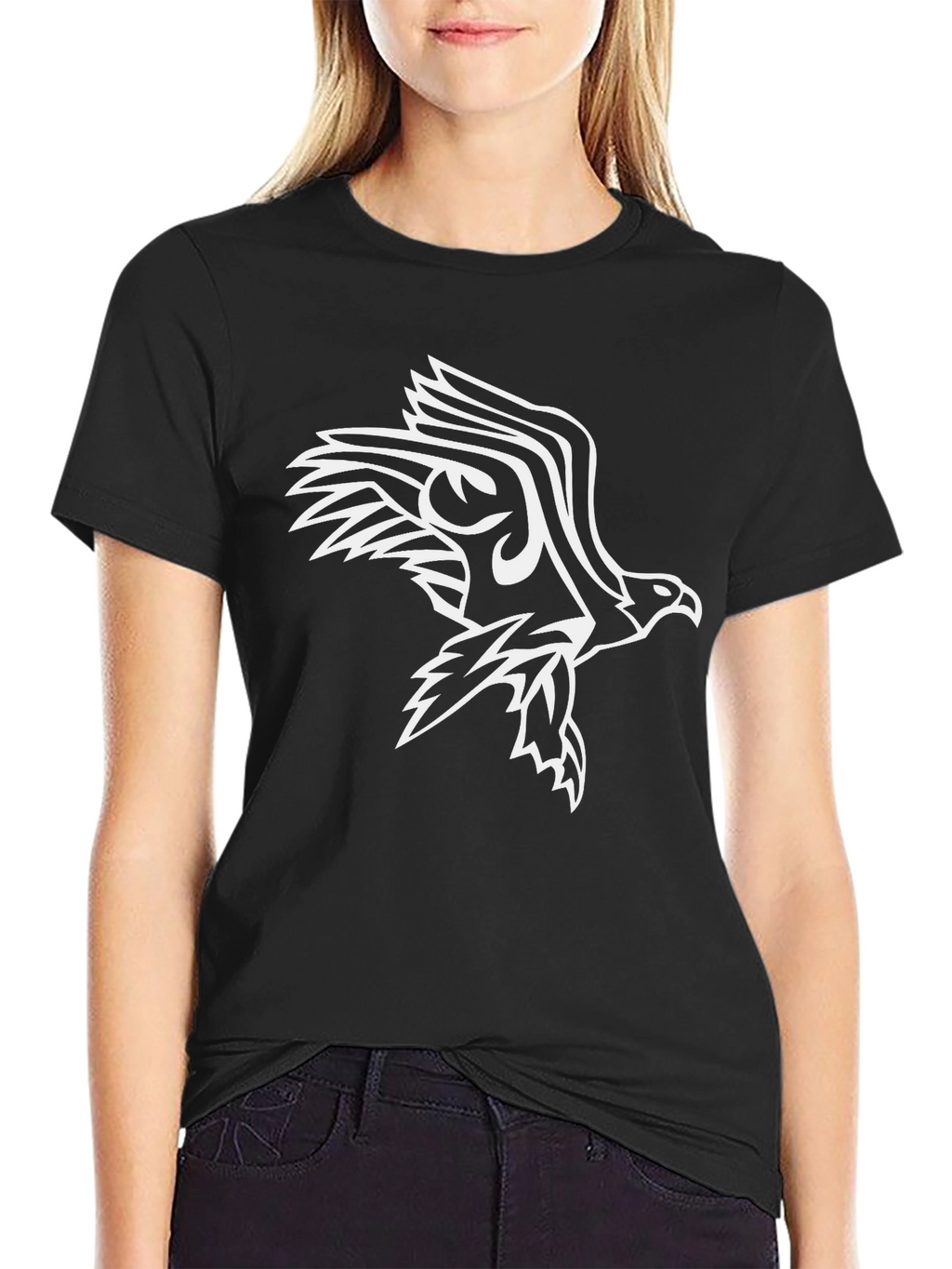 Mens Black Eagle Graphic Tee - Bold Design
