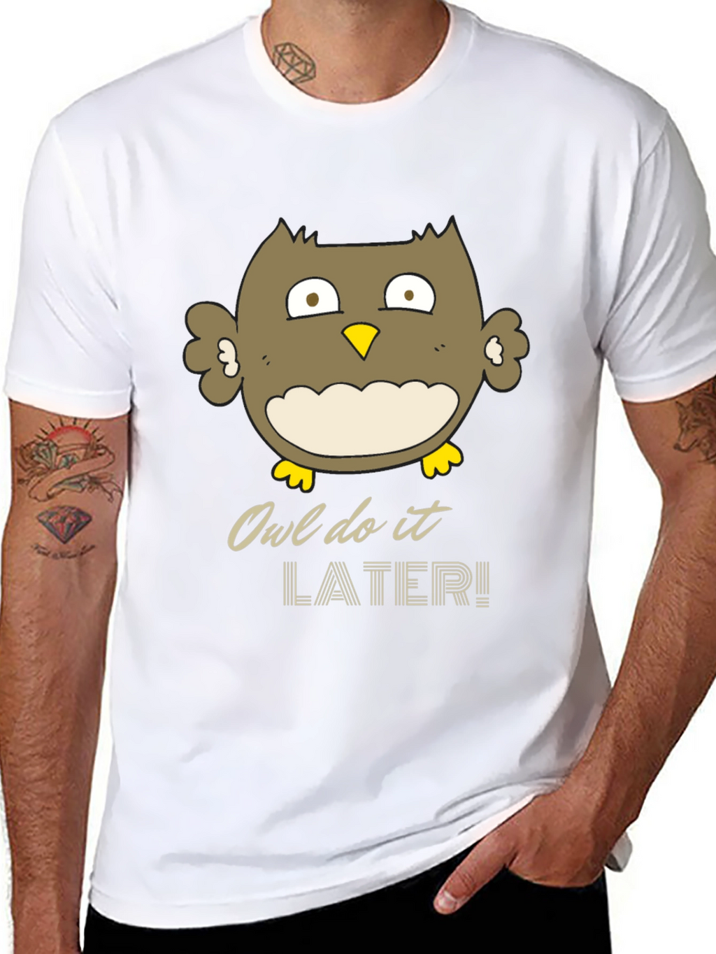 Owl Do It Later Funny Graphic T-Shirt
