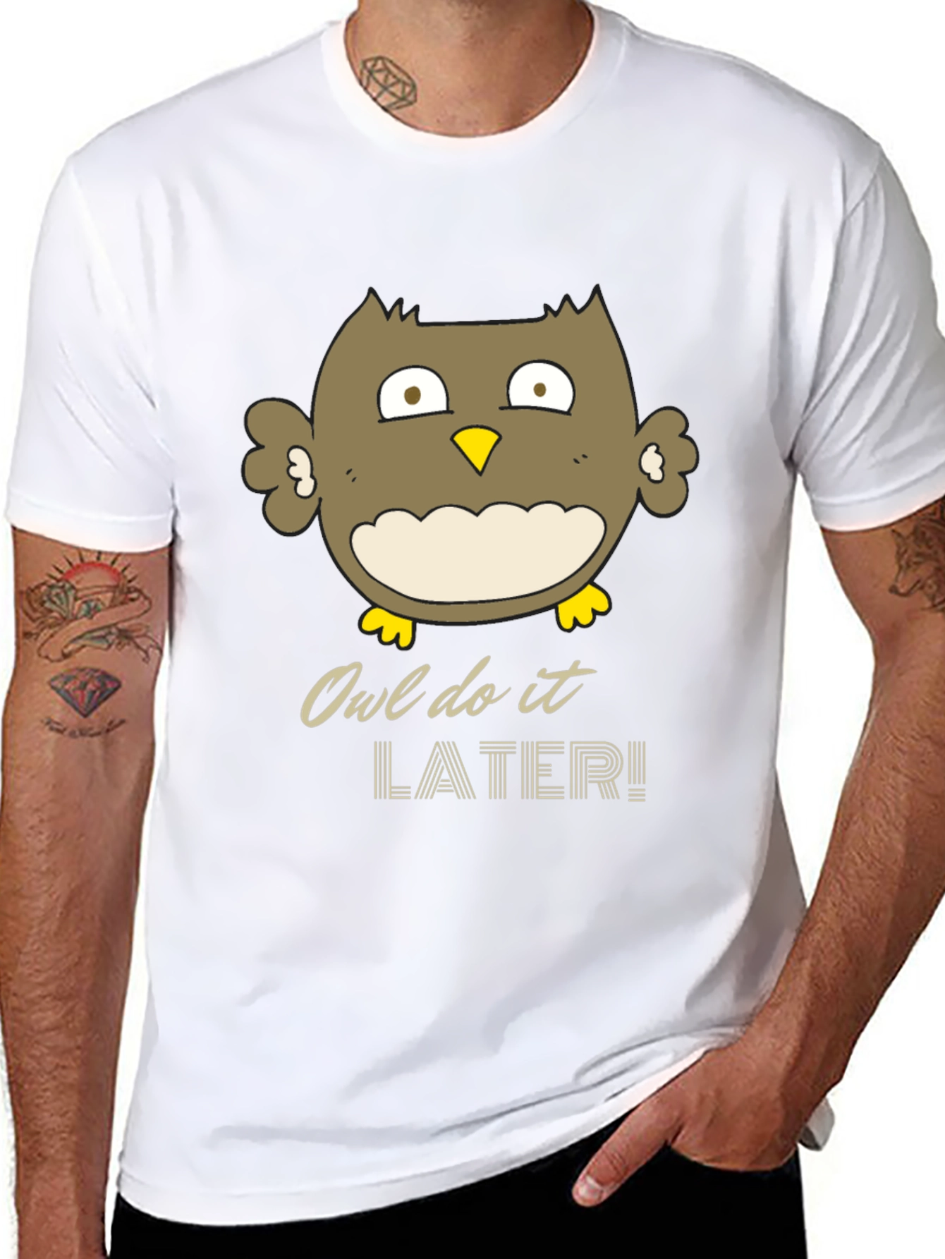 Owl Do It Later Funny Graphic T-Shirt