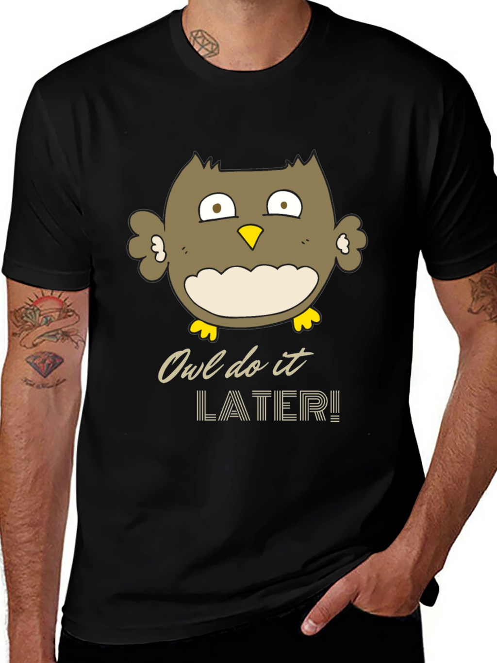 Owl Do It Later Funny Graphic T-Shirt