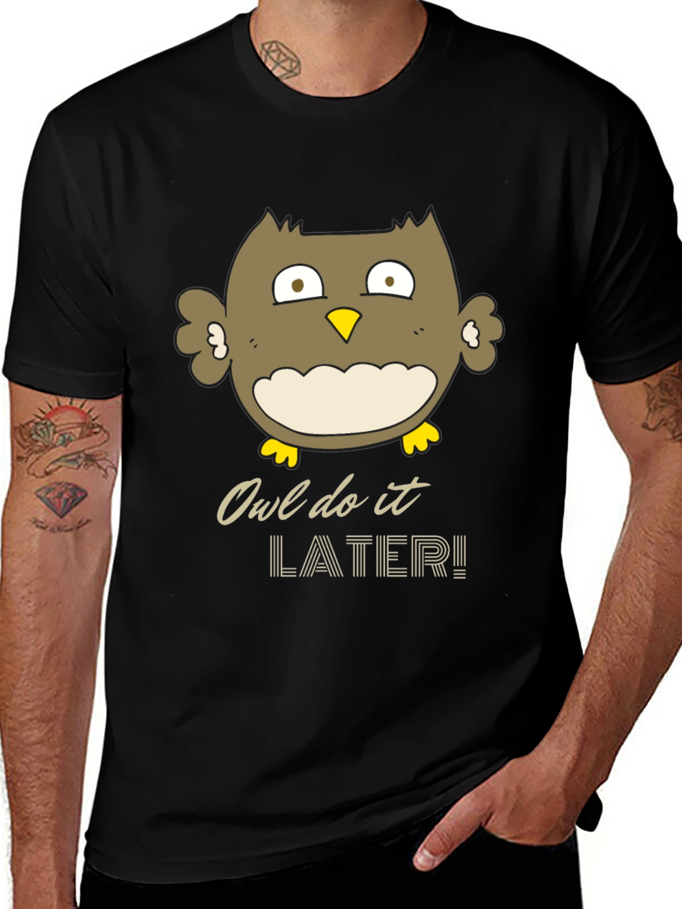 Owl Do It Later Funny Graphic T-Shirt