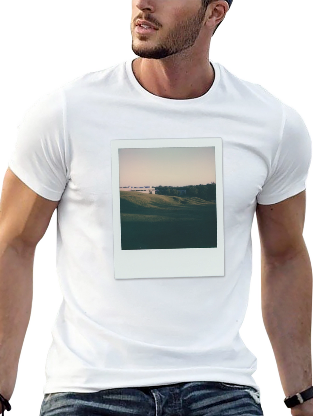 Retro Landscape Tee - Black Cotton T-Shirt
