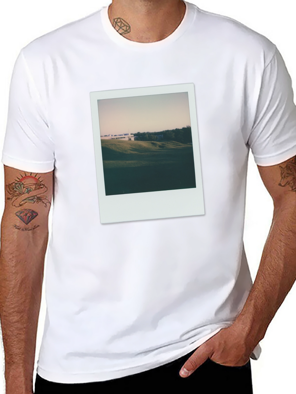 Retro Landscape Tee - Black Cotton T-Shirt
