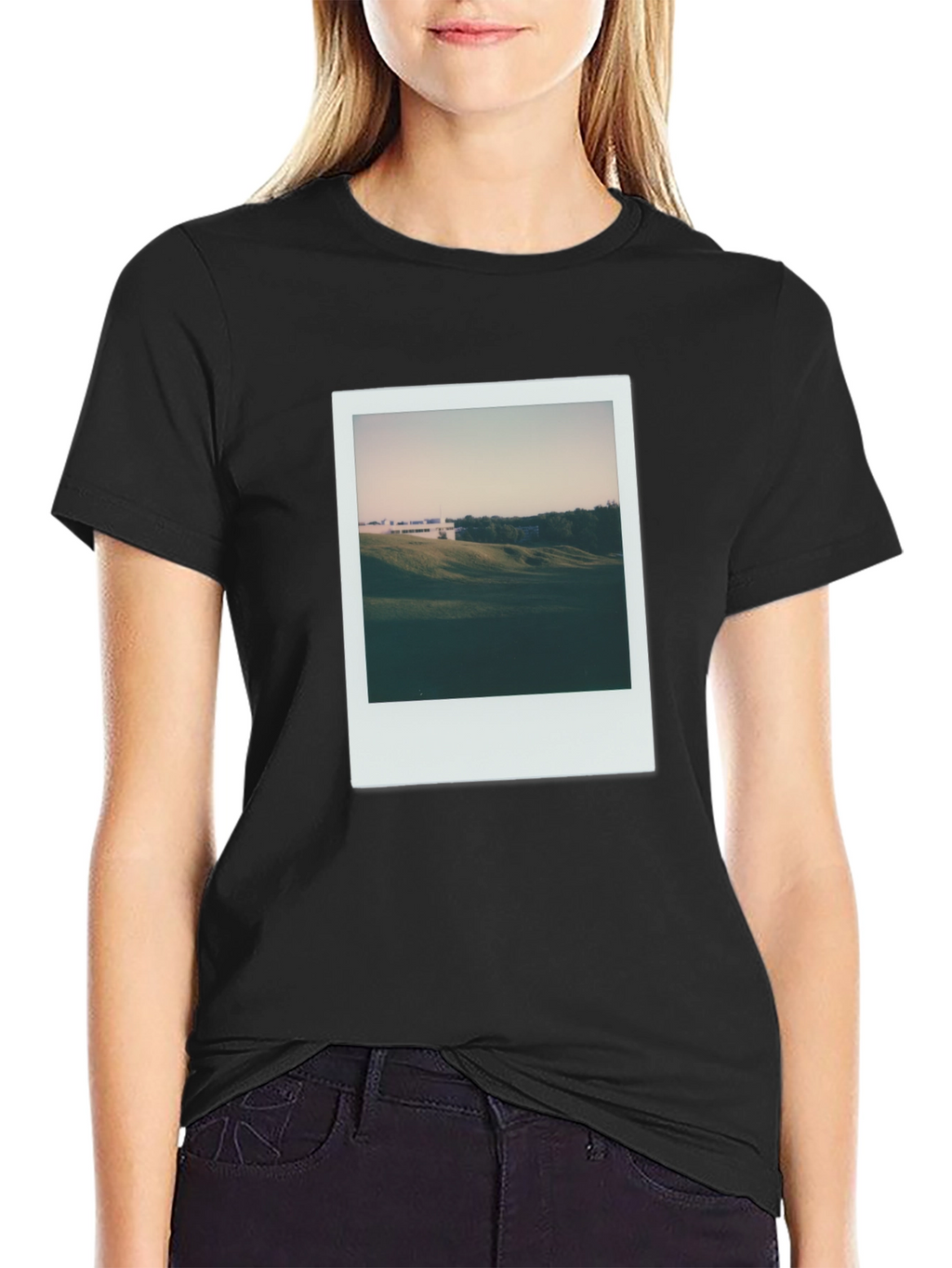 Retro Landscape Tee - Black Cotton T-Shirt