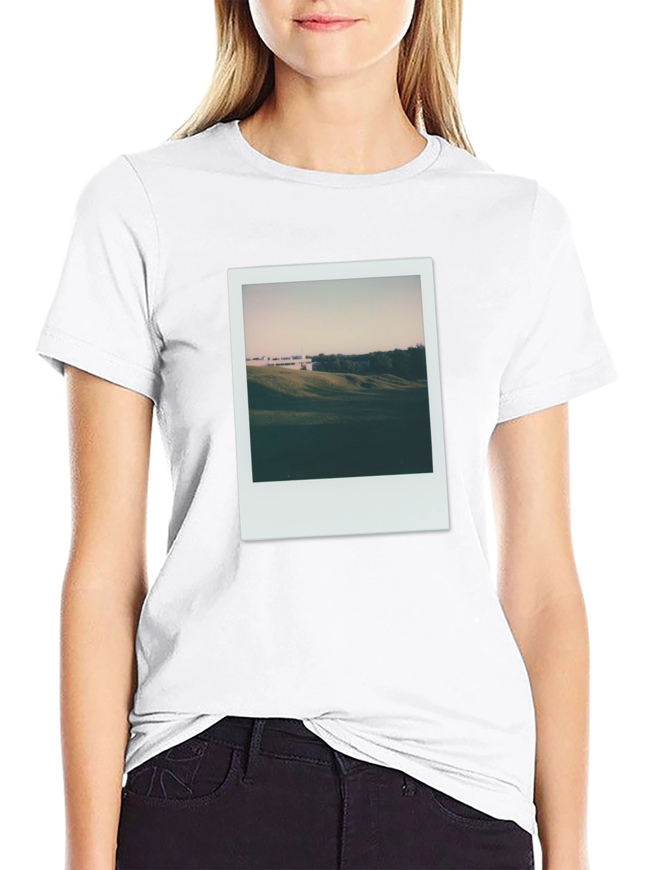 Retro Landscape Tee - Black Cotton T-Shirt