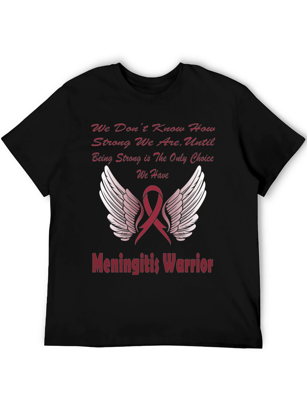 Meningitis Warrior T-Shirt Ribbon Wings Design