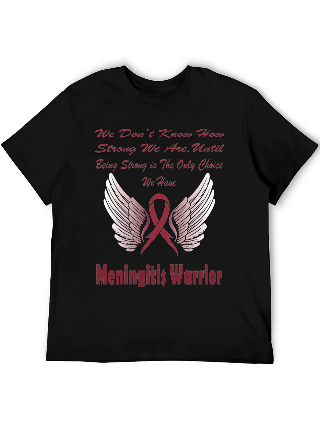 Meningitis Warrior T-Shirt Ribbon Wings Design