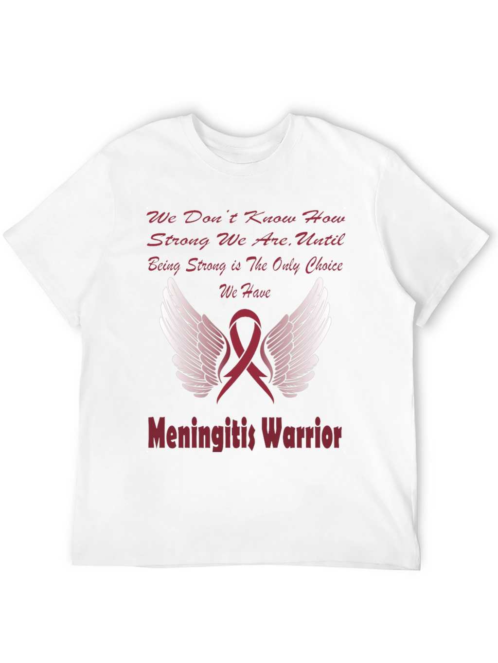 Meningitis Warrior T-Shirt Ribbon Wings Design