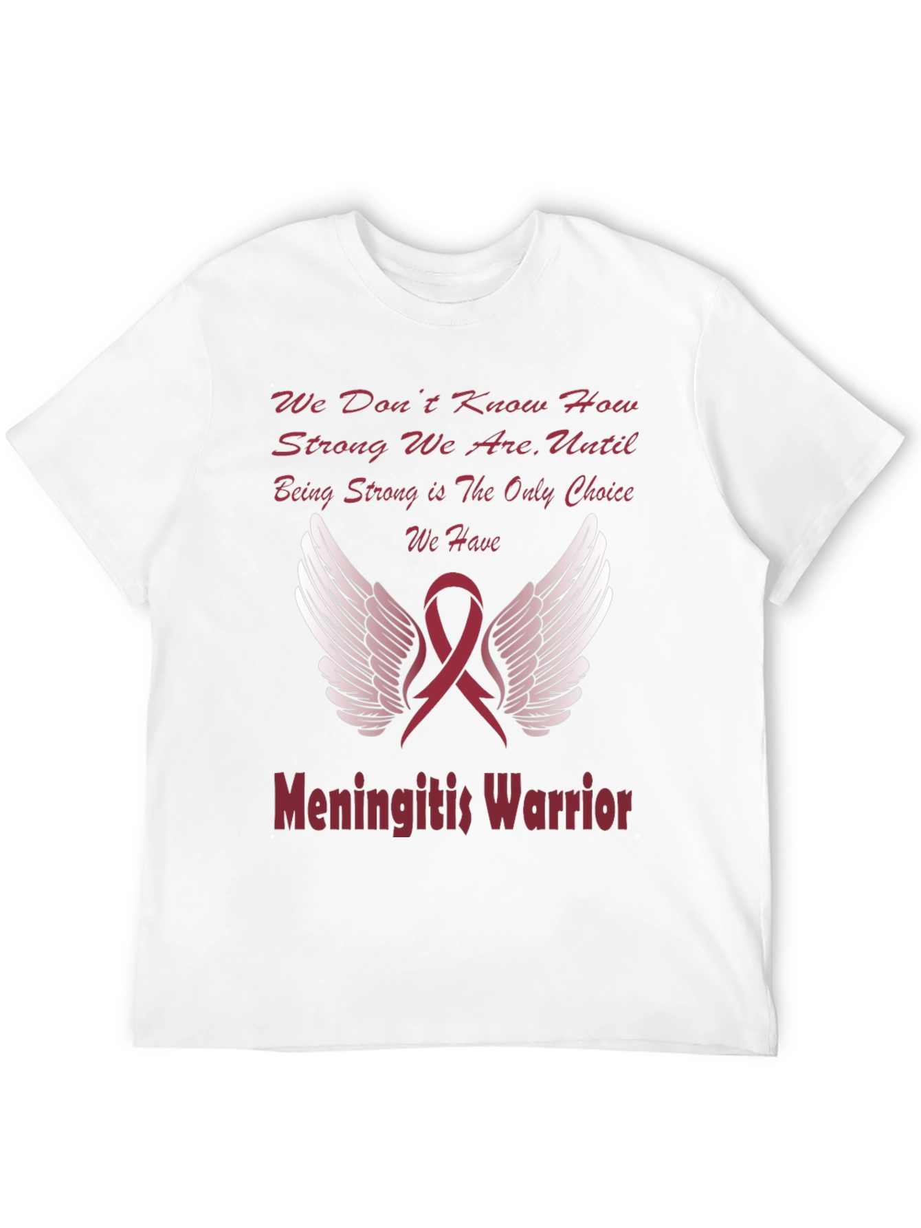 Meningitis Warrior T-Shirt Ribbon Wings Design