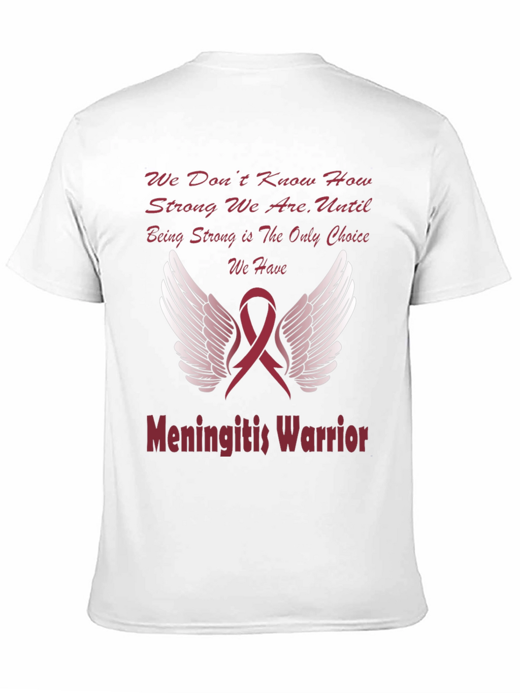 Meningitis Warrior T-Shirt Ribbon Wings Design
