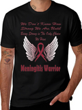 Meningitis Warrior T-Shirt Ribbon Wings Design