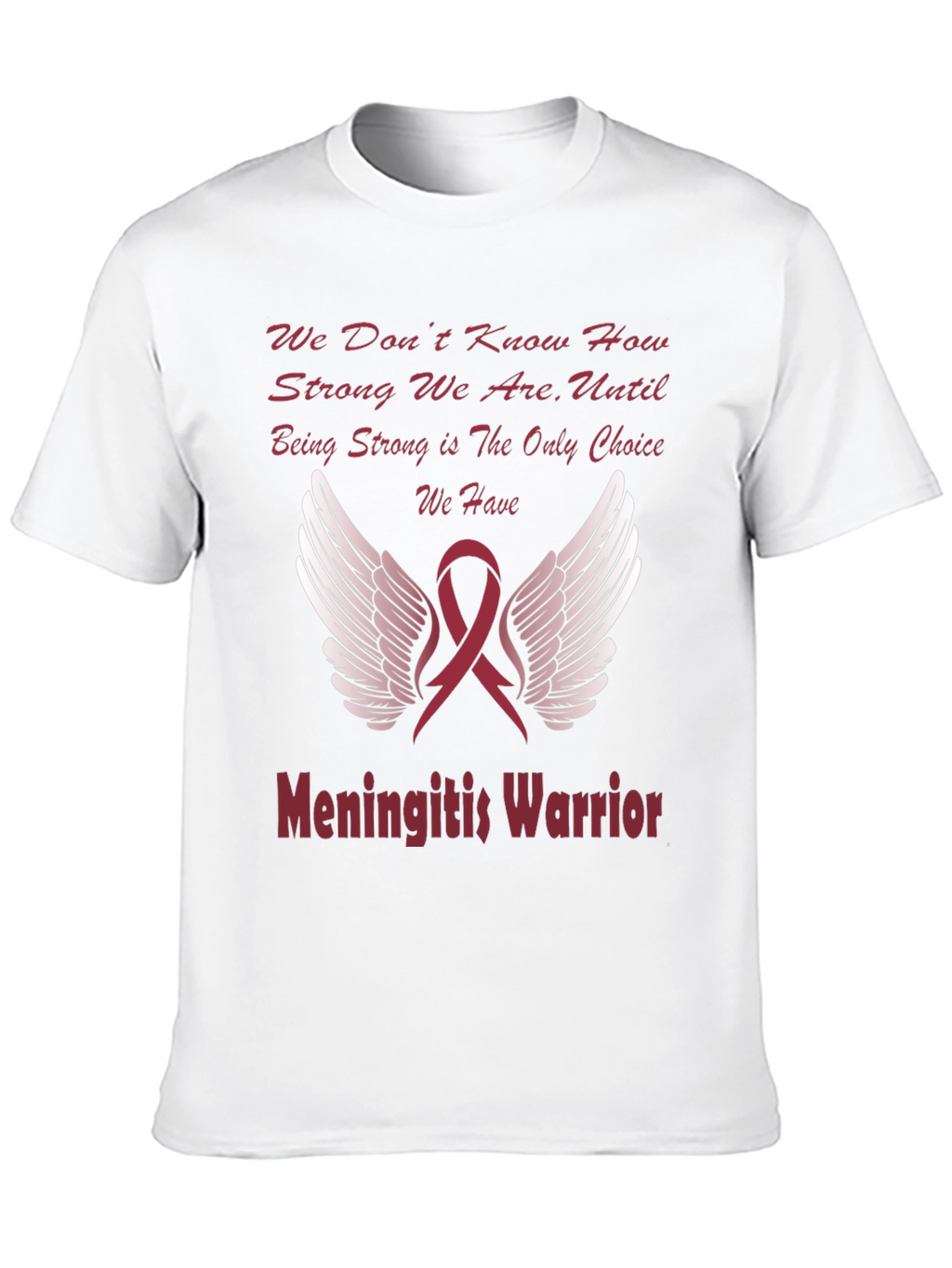 Meningitis Warrior T-Shirt Ribbon Wings Design