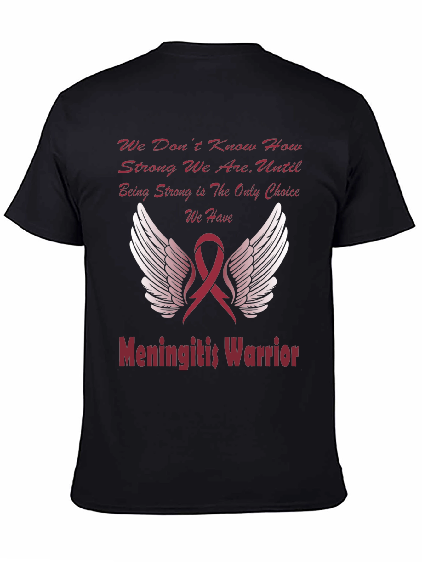 Meningitis Warrior T-Shirt Ribbon Wings Design