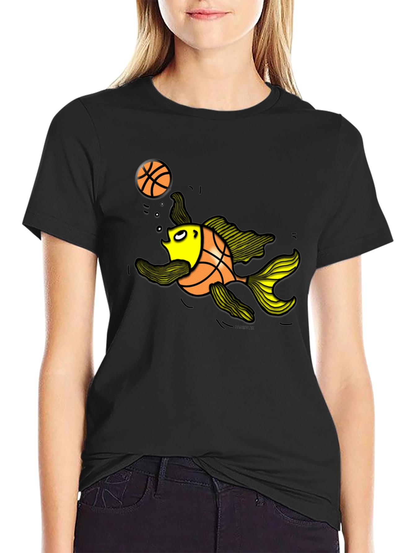 Basketball Fish Graphic Tee - Black