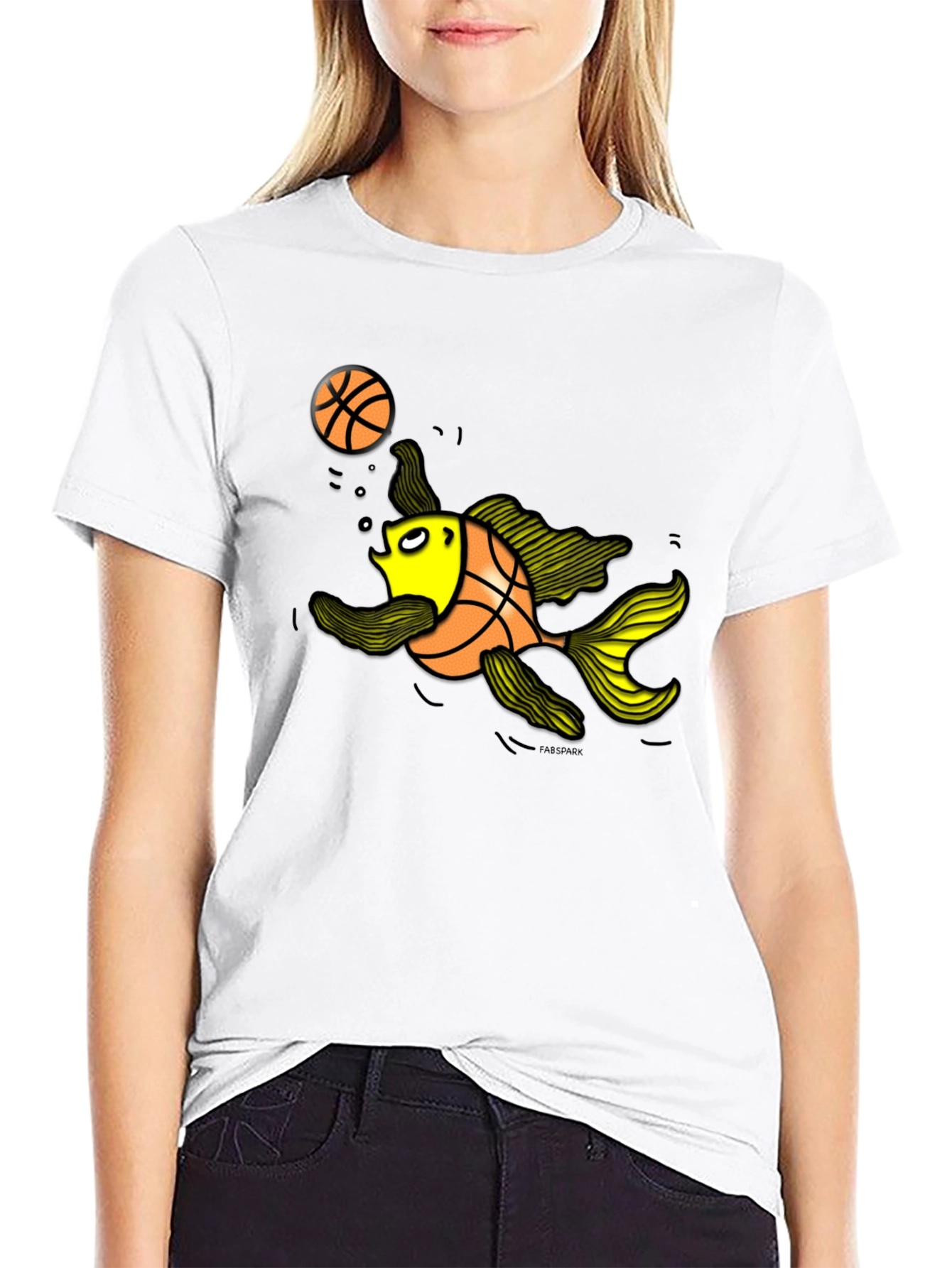 Basketball Fish Graphic Tee - Black