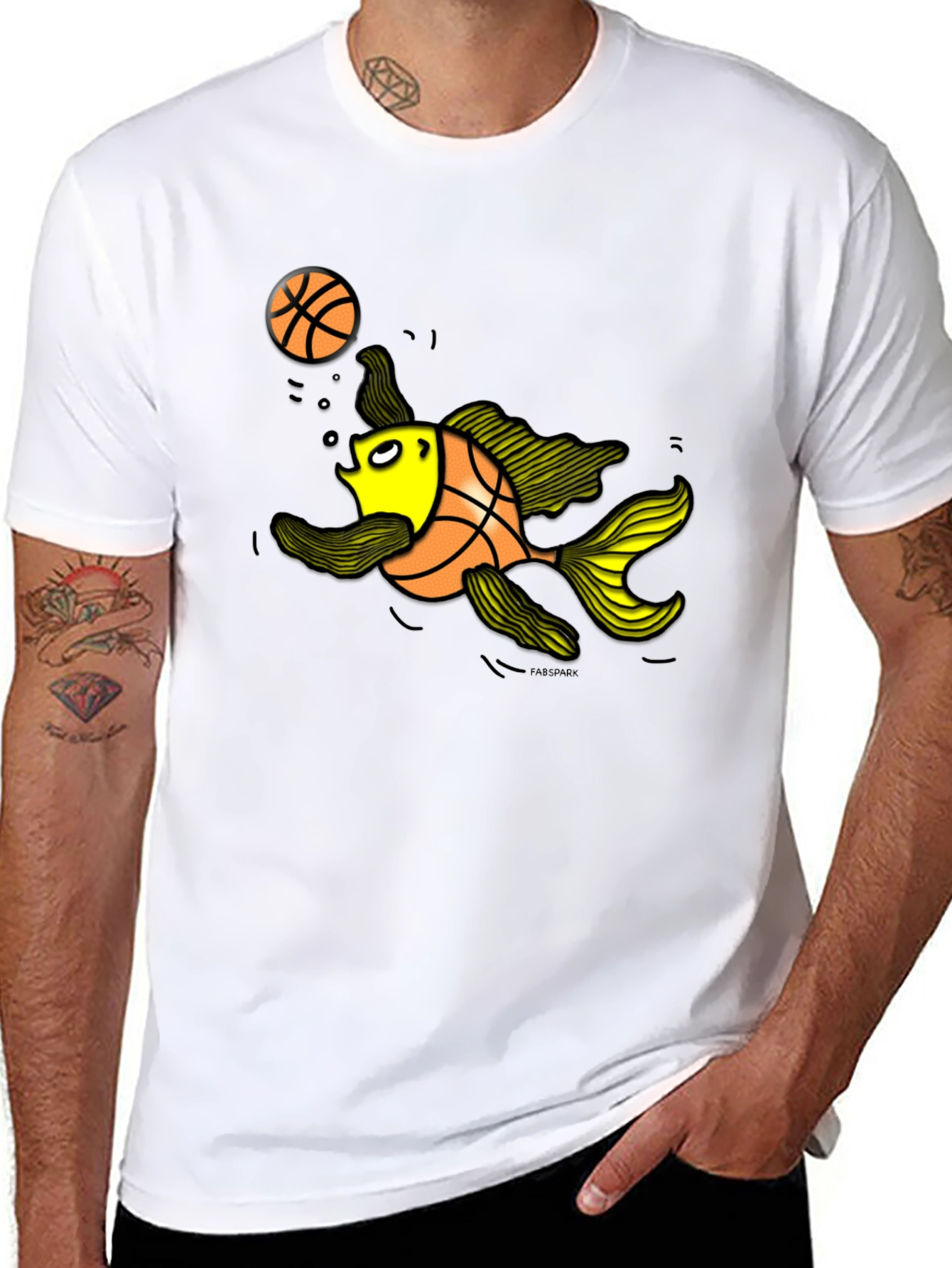 Basketball Fish Graphic Tee - Black