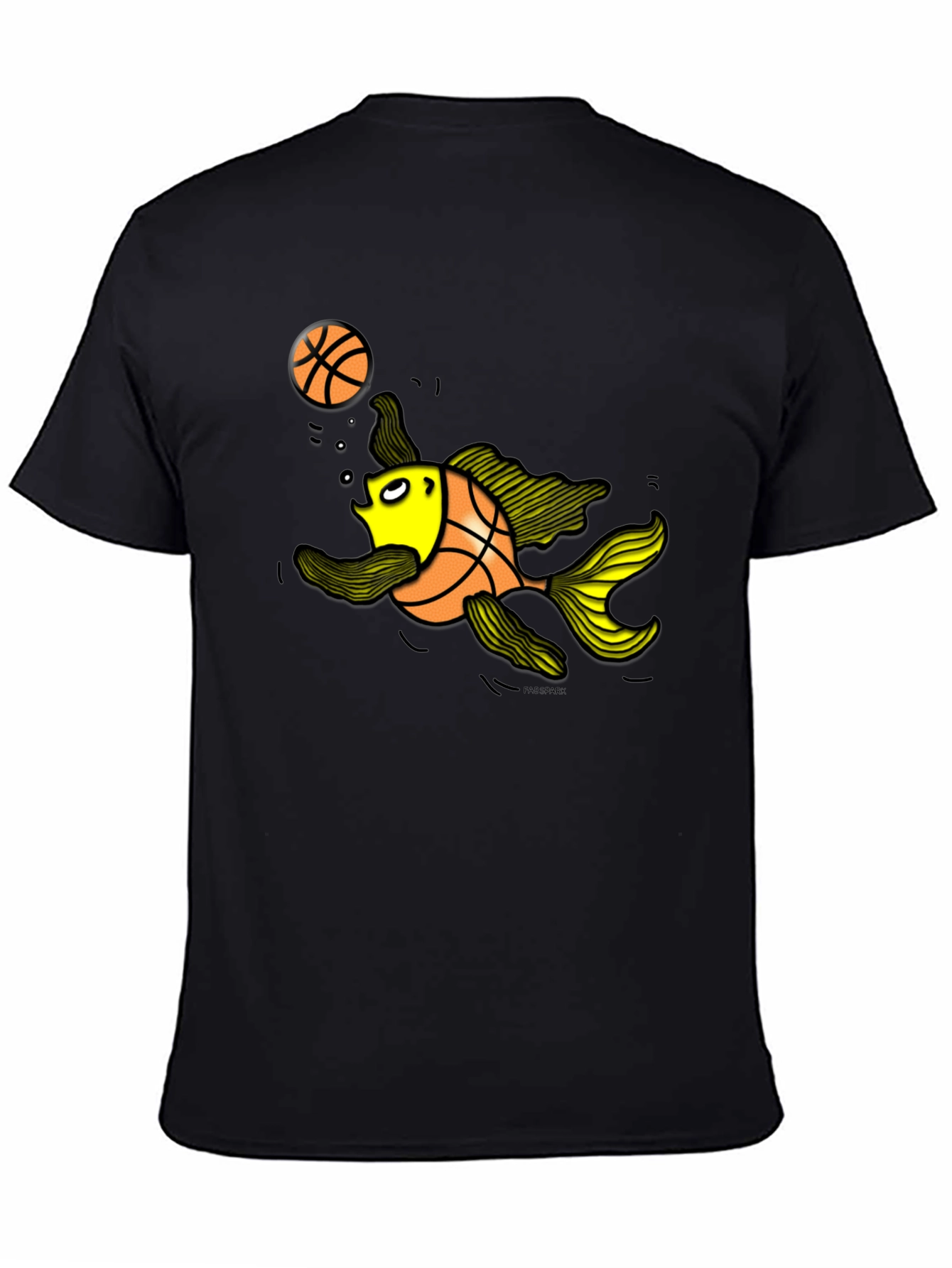 Basketball Fish Graphic Tee - Black