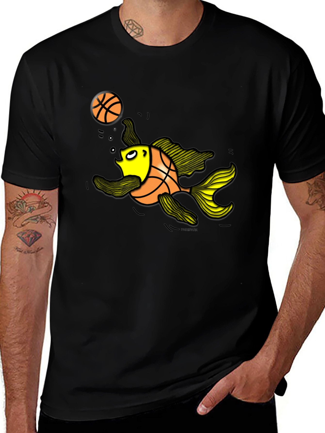 Basketball Fish Graphic Tee - Black